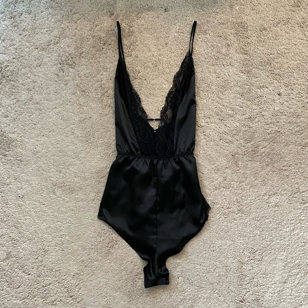 La Senza Lingerie Black Silk Romper/Bodysuit